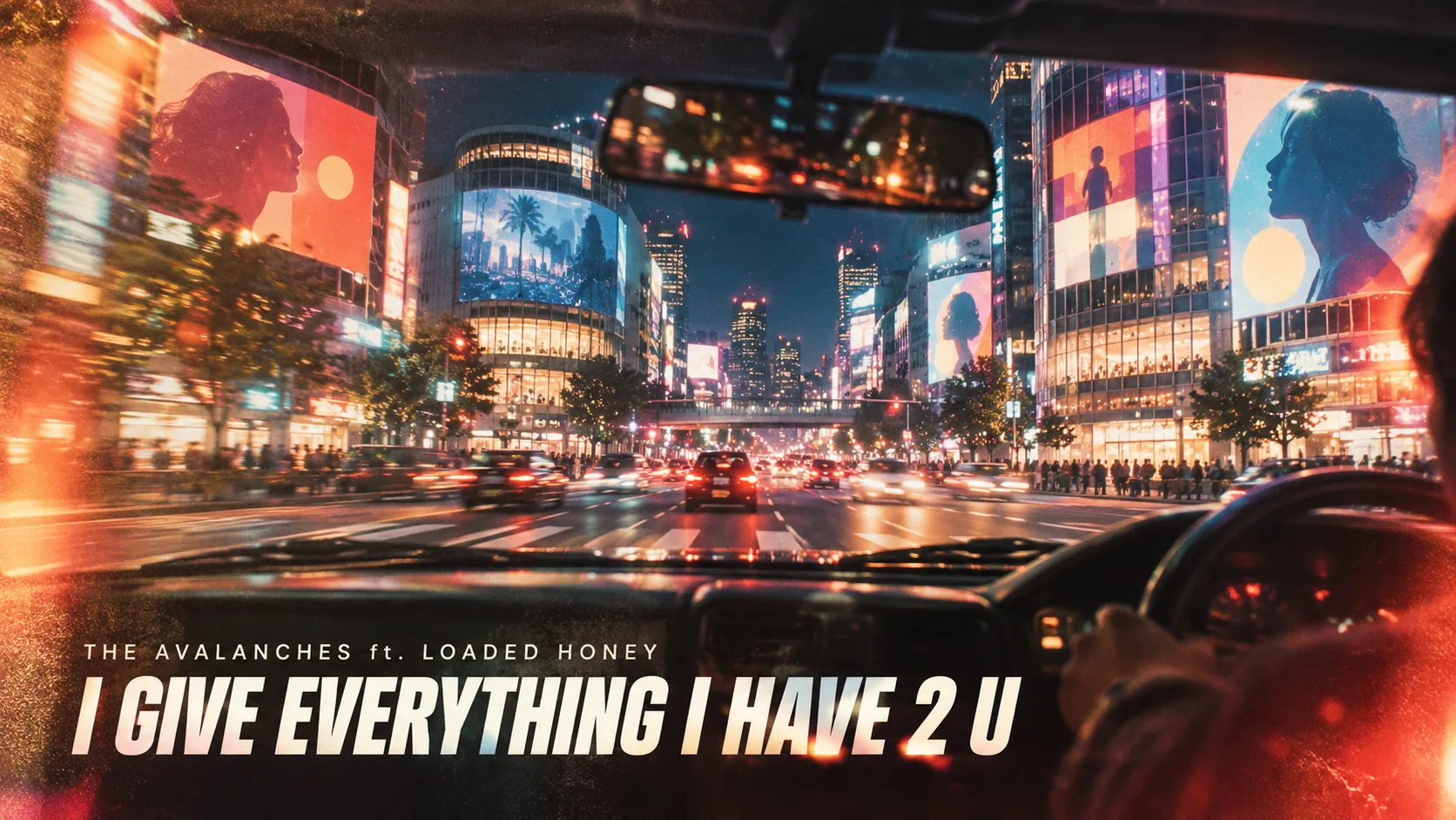The Avalanches ft. Loaded Honey「I Give Everything I Have 2 U」をイメージした夜の都市を走る車内風ビジュアル
